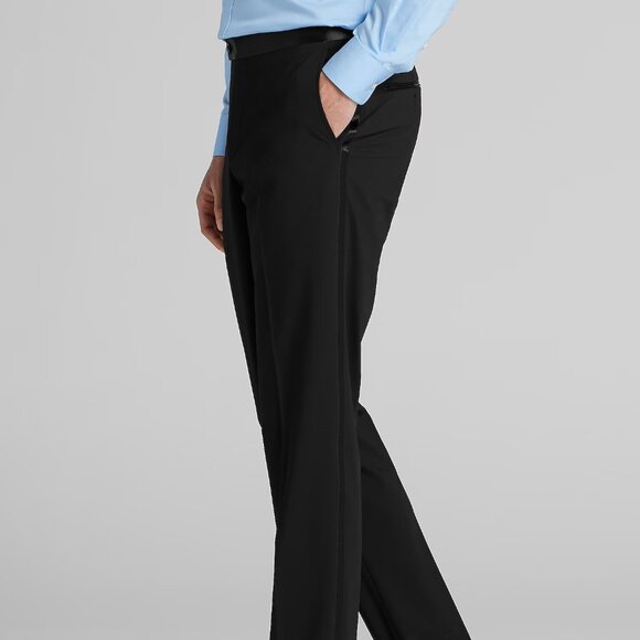 NEW 29W x 30L Tuxedo Pants Egara Skinny Fit Black Satin - Picture 2 of 2